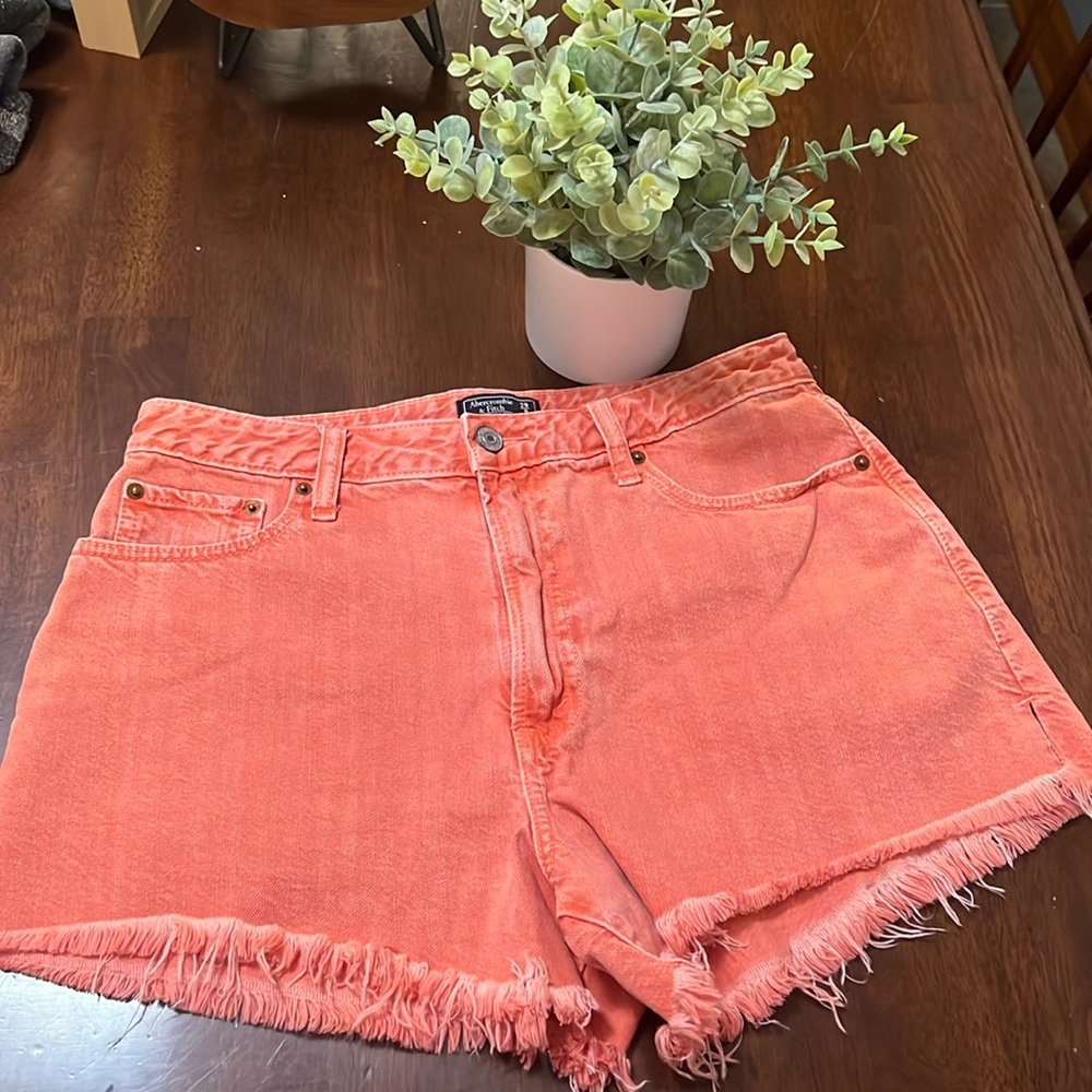 Abercrombie & Fitch frayed neon shorts